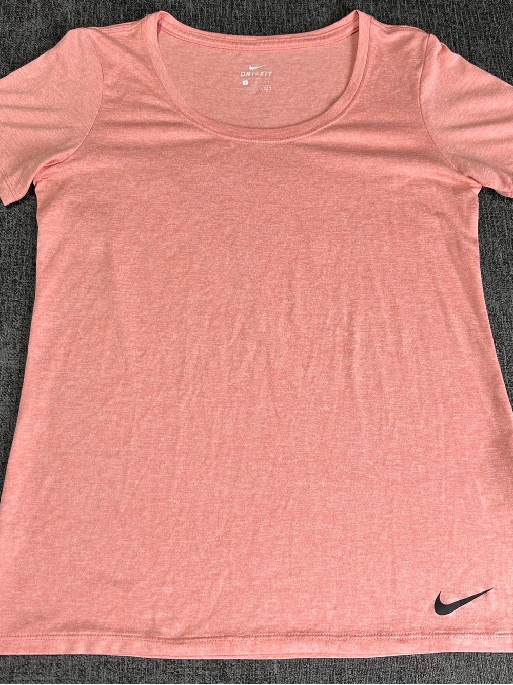 Nike Womens Small Pink Heathered Dri-FIT Scoop Neck Short Sleeve T-Shirt Running